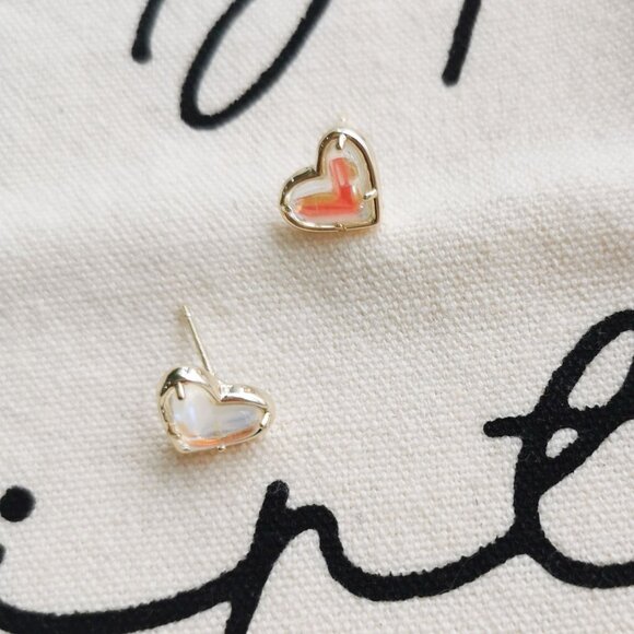 Alicia Bonnie Heart Stud Earrings - in Love - Dichroic Glass Gold - Picture 3 of 3